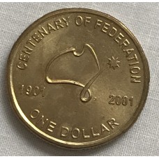 AUSTRALIA 2001 . ONE 1 DOLLAR COIN . CENTURY OF FEDERATION
